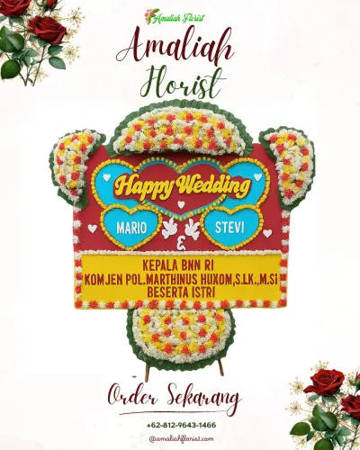 Karangan Papan Bunga Pernikahan di Gelam